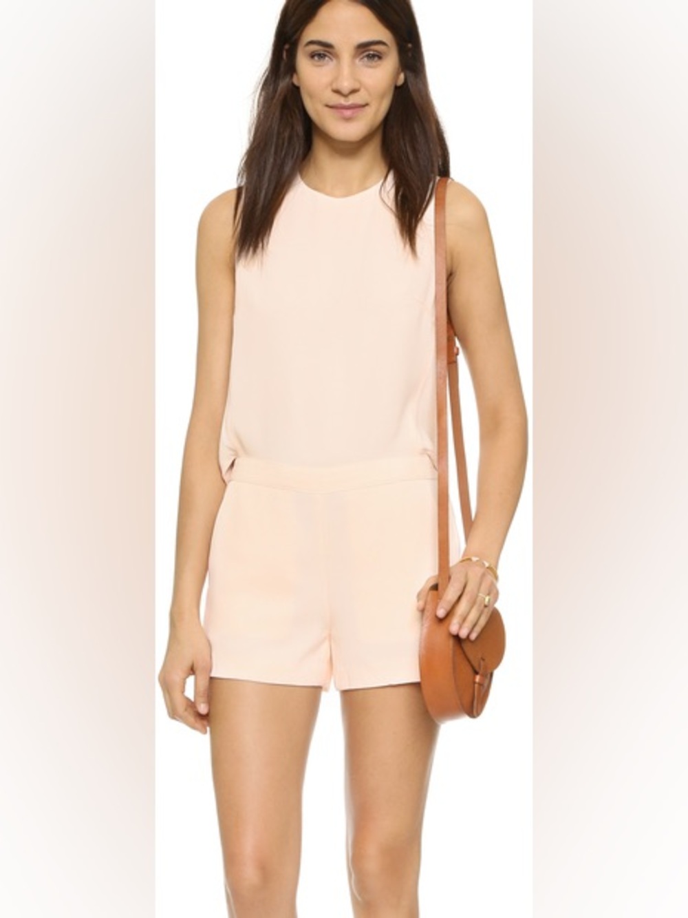 Club Monaco Lyndsey Romper Flyaway Open Back Peach Pink Sleeveless Size 0